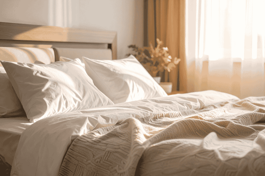 Cama iluminada pela manhã, comparação com o sono na Terra e a rotina de descanso dos astronautas no espaço