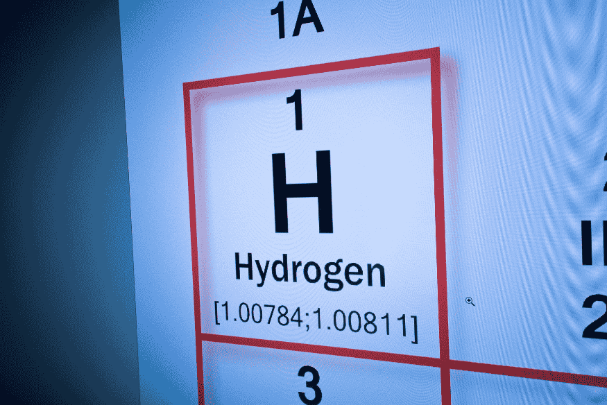 Elemento hidrogênio na tabela periódica, principal componente químico das estrelas