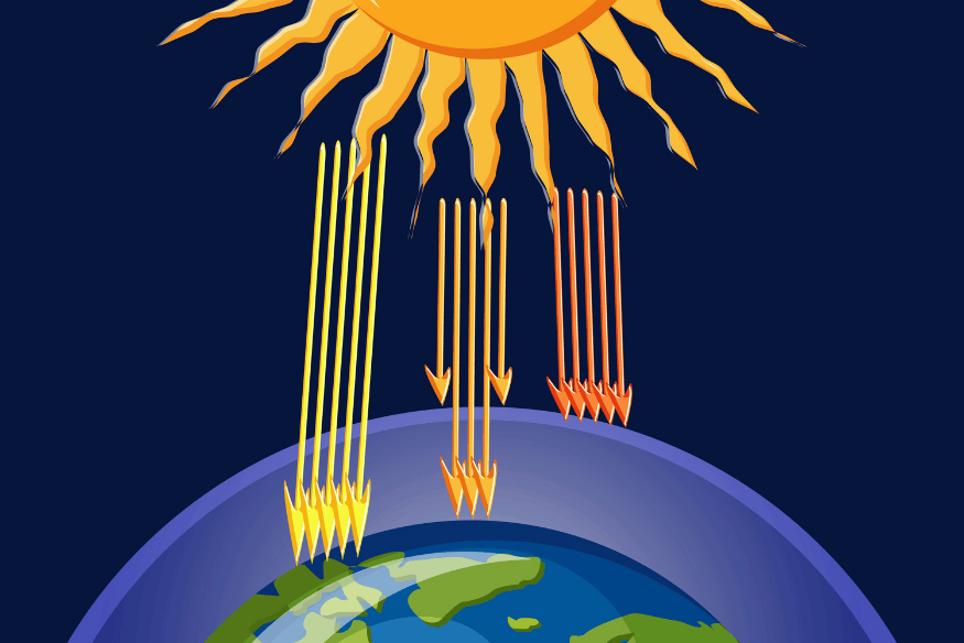 Ilustração da radiação solar chegando à Terra, fator que também influenciaria a vida humana fora do nosso planeta
