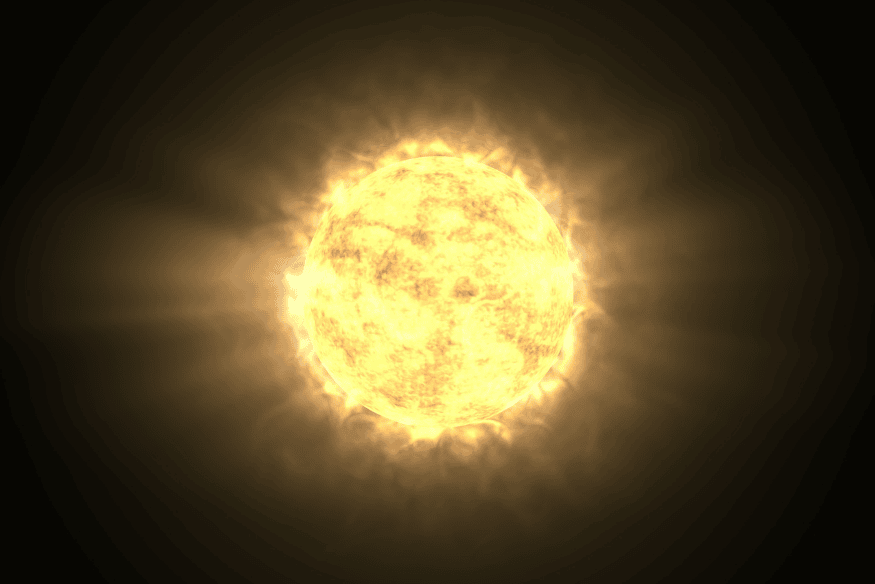 Sol brilhante no espaço representando a luz solar refletida pela poeira interplanetária que forma o Gegenschein