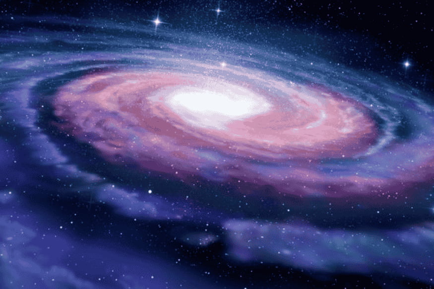 Galáxia espiral no espaço, representando o ambiente interestelar além da heliopausa