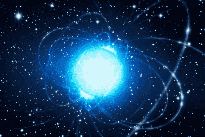 Estrela de nêutrons brilhante com campo magnético intenso, origem dos pulsos regulares observados em pulsares